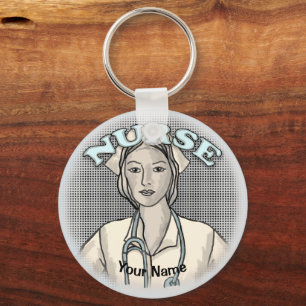 Retro Nurse Key Ring