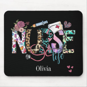 Retro Nurse Life Cute Typography Mouse Mat