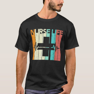 Retro Nurse Life Heartbeat Rn Nurses Day Week Humo T-Shirt