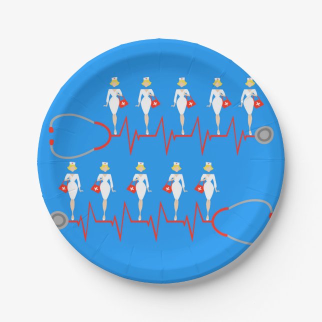 Retro Nurse Paper Plates (Front)