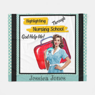 Retro Nurse Pinup_ Nursing Notes Fleece Blanket