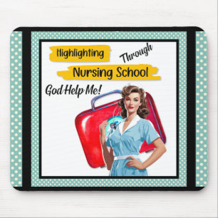 Retro Nurse Pinup_ Nursing Notes Mouse Mat