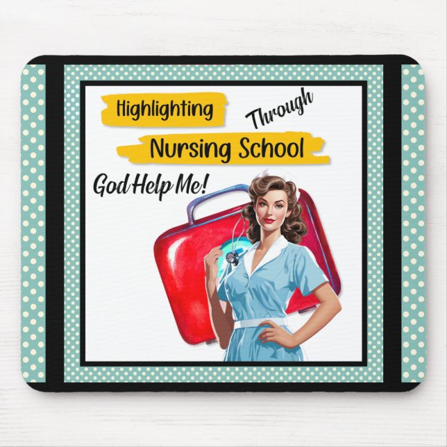 Retro Nurse Pinup_ Nursing Notes Mouse Mat (Front)