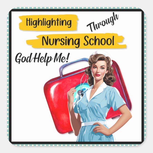 Retro Nurse Pinup_ Nursing Notes Square Sticker (Front)