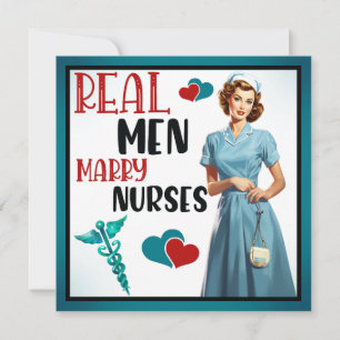 Retro Nurse Pinup_ Real Men Marry Nurses Holiday Card