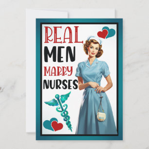 Retro Nurse Pinup_ Real Men Marry Nurses Thank You Card