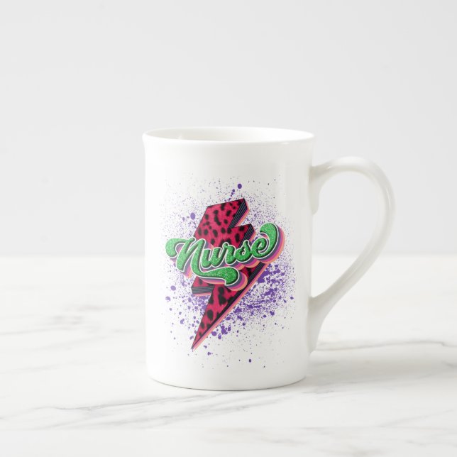 Retro Nurse Sublimation Design, Nurse Life Bone China Mug (Right)