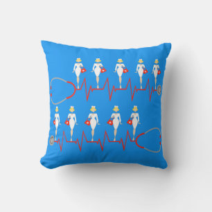 Retro Nurse Throw Pillow