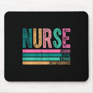 Retro Nurse Traits Design Caring Loyal Strong  Mouse Mat