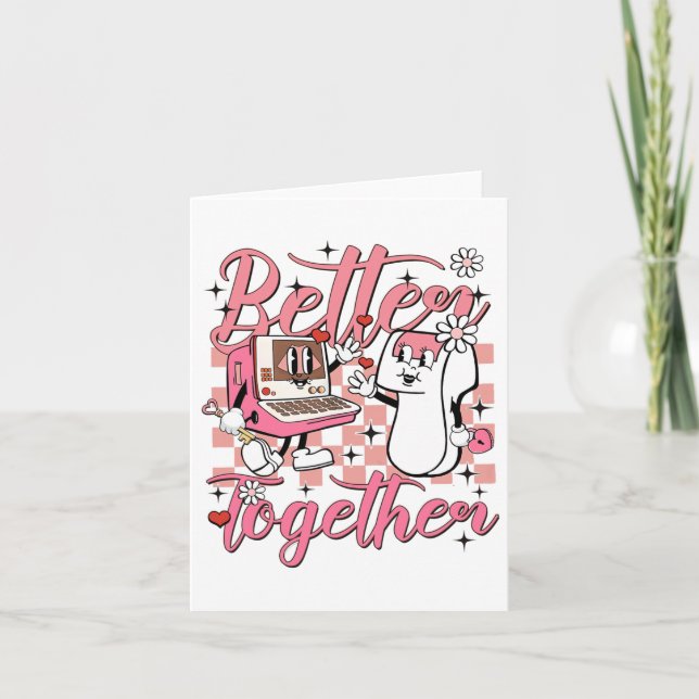 Retro Nurse Valentine Ultrasound Tech Sonographer  Card (Front)