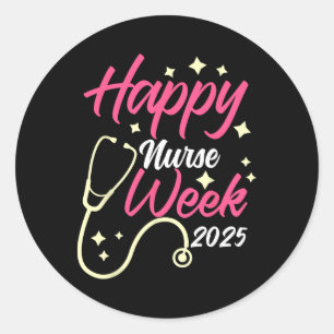 Retro Nurse Week Men Women Happy Nurse Week 2025 G Classic Round Sticker