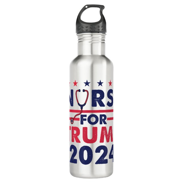 Retro Nurses For Trump 2024 America Stars Flag Str 710 Ml Water Bottle (Front)