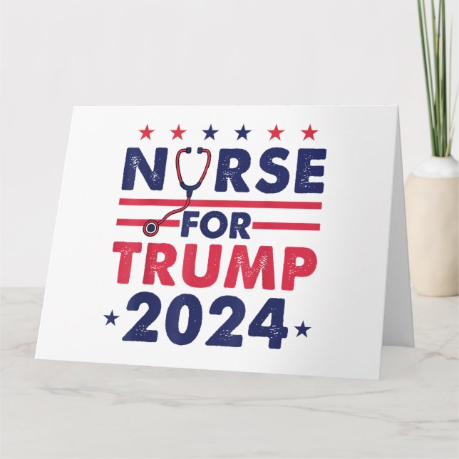 Retro Nurses For Trump 2024 America Stars Flag Str Card (Front)