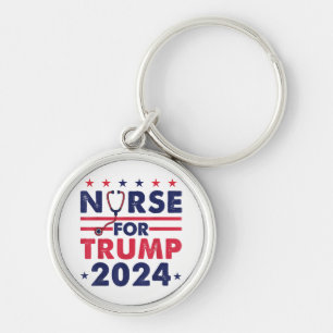 Retro Nurses For Trump 2024 America Stars Flag Str Key Ring