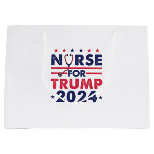 Retro Nurses For Trump 2024 America Stars Flag Str Large Gift Bag