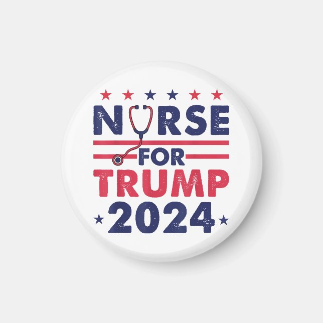 Retro Nurses For Trump 2024 America Stars Flag Str Magnet (Front)