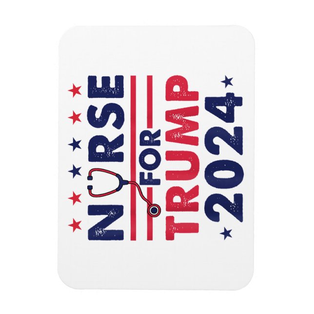 Retro Nurses For Trump 2024 America Stars Flag Str Magnet (Vertical)