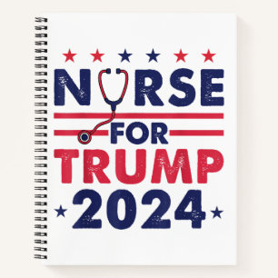 Retro Nurses For Trump 2024 America Stars Flag Str Notebook