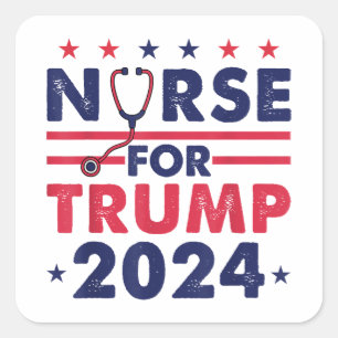 Retro Nurses For Trump 2024 America Stars Flag Str Square Sticker