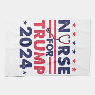 Retro Nurses For Trump 2024 America Stars Flag Str Tea Towel