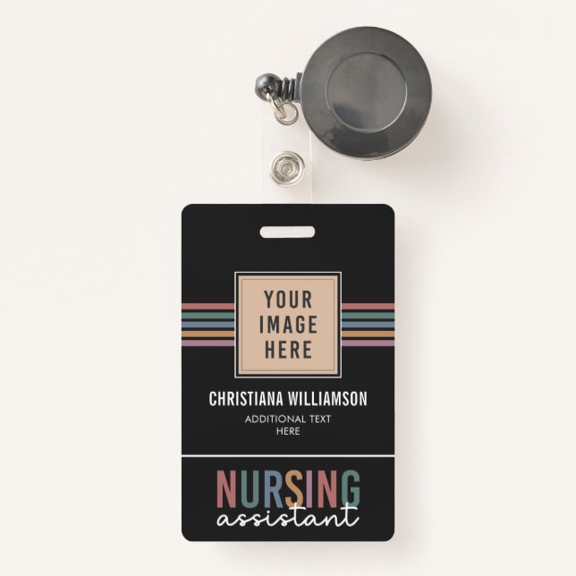Retro Nursing Assistant CNA Nursing Aide ID Badge (Front with Retractable)
