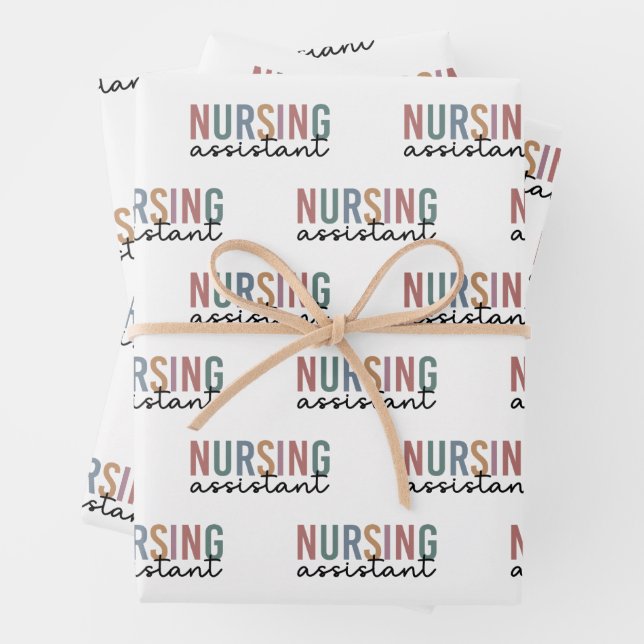 Retro Nursing Assistant CNA Nursing Aide Wrapping Paper Sheet (In situ)