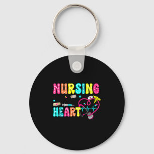 Retro Nursing Is A Work Of Heart Restorative Aide Key Ring
