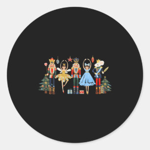 Retro Nutcracker Ballet Christmas Tree Shirts For  Classic Round Sticker
