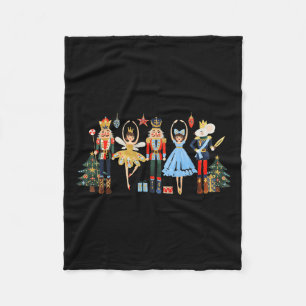 Retro Nutcracker Ballet Christmas Tree Shirts For  Fleece Blanket