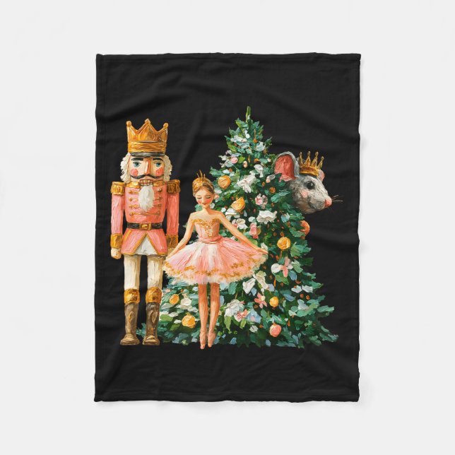 Retro Nutcracker Ballet Nk Christmas Xmas Vibes Wo Fleece Blanket (Front)