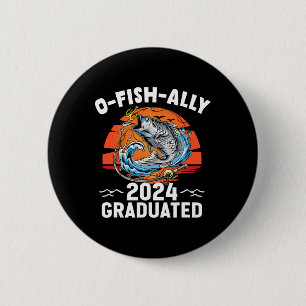 Retro O-fish-ally 2024 Graduated Senior Graduation 6 Cm Round Badge