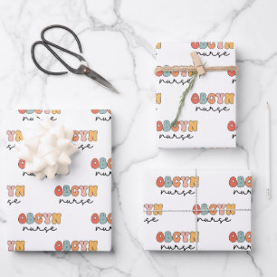Retro OBGYN Nurse Wrapping Paper Sheet