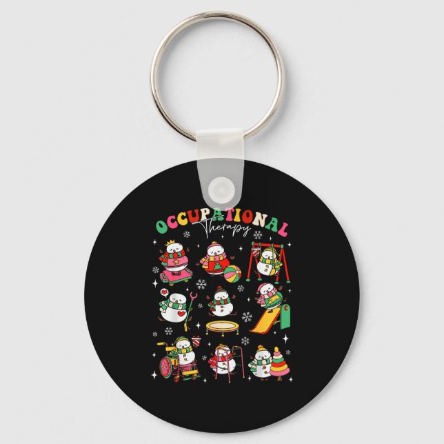 Retro Occupational Therapy Christmas Snowman Ot Ot Key Ring (Front)