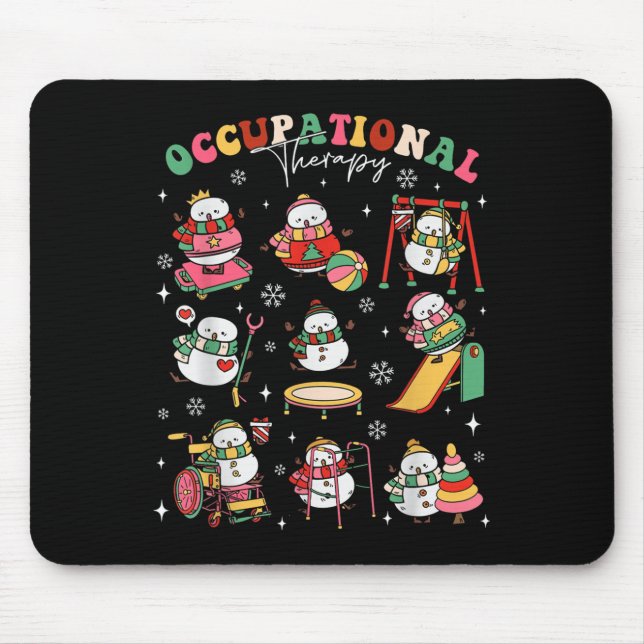 Retro Occupational Therapy Christmas Snowman Ot Ot Mouse Mat (Front)