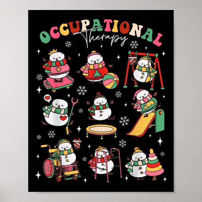 Retro Occupational Therapy Christmas Snowman Ot Ot Poster (Front)