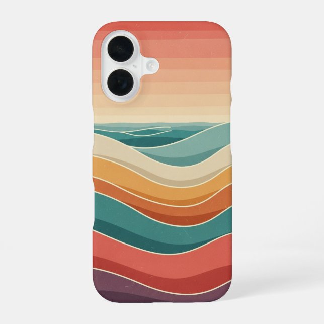 Retro Ocean Layers iPhone 16 Case (Back)
