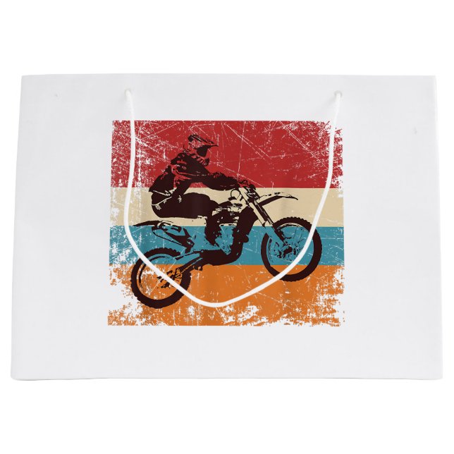 Retro Off Road Motorcycle Motocross Enduro Large Gift Bag (Front)