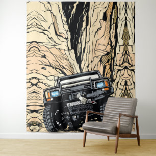 Retro Off-Road Truck Rock Crawl Pop Art Tapestry