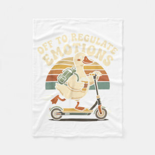 Retro Off to Regulate Emotions Goose Mental Health Fleece Blanket