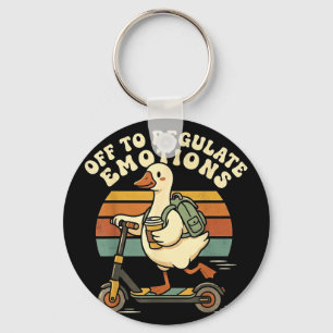 Retro off to regulate emotions goose mental health key ring