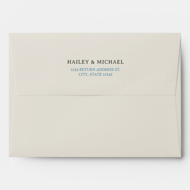 Retro Off White Cream Wedding Envelope (Back (Top Flap))