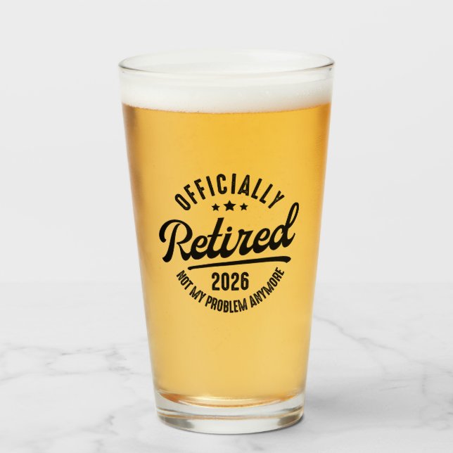 Retro Officially Retired 2026 Funny Retirement Glass (Front Filled)