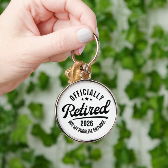 Retro Officially Retired 2026 Funny Retirement Key Ring (Hand)