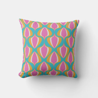 Retro Ogee  Blue Orange Pink Cushion
