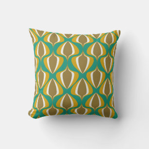 Retro Ogee Green Mustard Brown Cushion