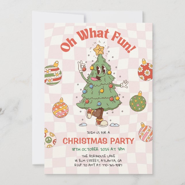 Retro Oh What Fun Christmas Invitation (Front)