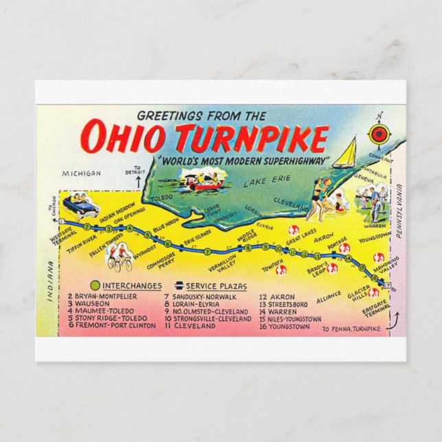Retro Ohio Turnpike postcard (Front)
