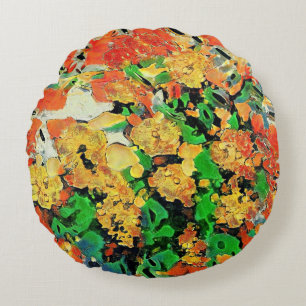 Retro Oil Painting: Van Gogh Monet Round Cushion