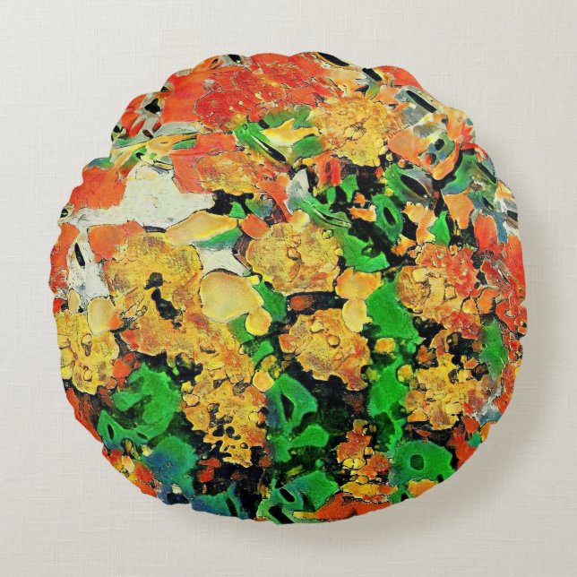 Retro Oil Painting: Van Gogh Monet Round Cushion (Front)