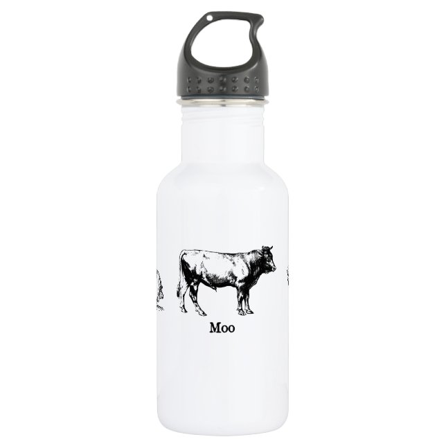 Retro Oink Moo Cluck Pig Cow Chicken 532 Ml Water Bottle (Front)